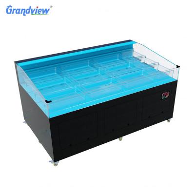 China Grandview Restaurant Size Sustainable Supermarket Customized Stainless Steel Seafood Aquarium Display for sale