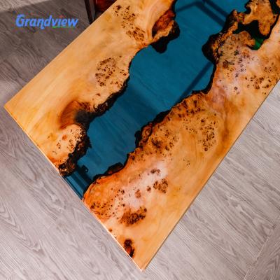 China Adjustable Black Blue River Table (Other) River Table Overflowing Solid Wood Material Epoxy Resin Table for sale