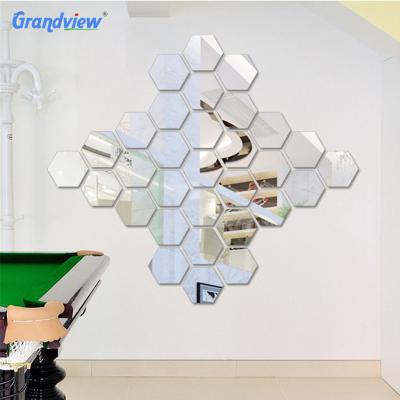 China 100% Brand New and High Quality Decorative Silver Gold Hexagon DIY Mirror Wall Acrylic Red Blue Black Sticker for sale