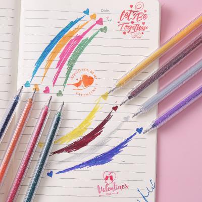 China Natural Creative Pearl Glitter Marker Pen Art Graffiti Pen Student Stationery Set for sale