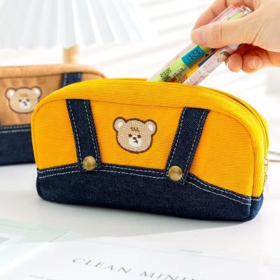 China Schools & Offices Creative Cartoon Bear Corduroy Pencil Bags Large Capacity Pencil Bags Kawaii Pencil Bags for sale