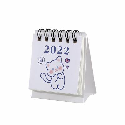 China Spiral Mini Desktop Calendar Cartoon Girl Kawaii Stationery 2022 Calendar for sale