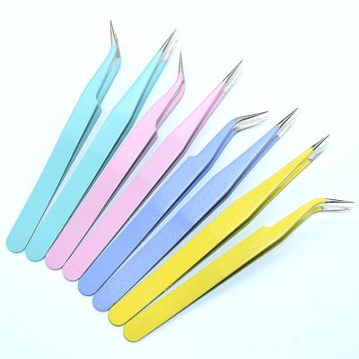 China Desktop Color Metal Tweezers Tape Sticker Bonding Tool Eyelash Curler with Diamond Clip for sale