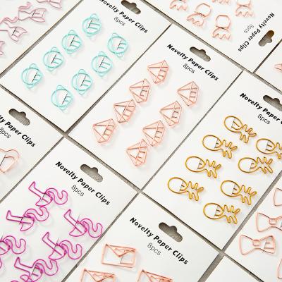 China Creative Metal Paper Clip Kawaii Stationery Cut Shape Hollow Paper Clip for sale