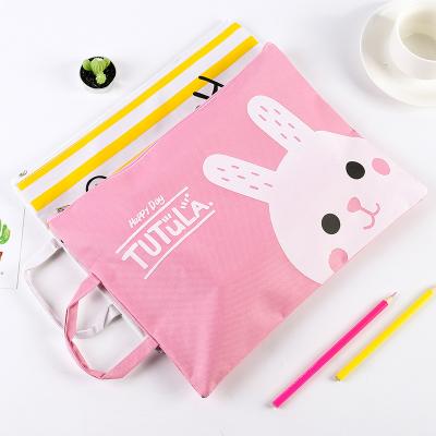 China Canvas Cartoon Animals Canvas Folder Bag Student Information Bag Office File Bag A4 for sale