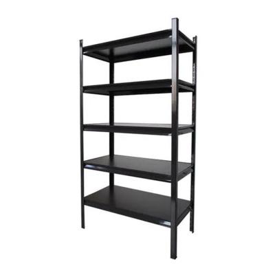 China Corrosion Protection Cheap Price Black 5 Layer Boltless Shelf Corner Warehouse Storage Steel Light Duty Industrial Rack for sale