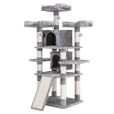 China High Quality Sustainable Luxury Wooden Cat Tower Stuffed Cat Tower Plush Cat Tree Cat Tree Climbing Tree for sale