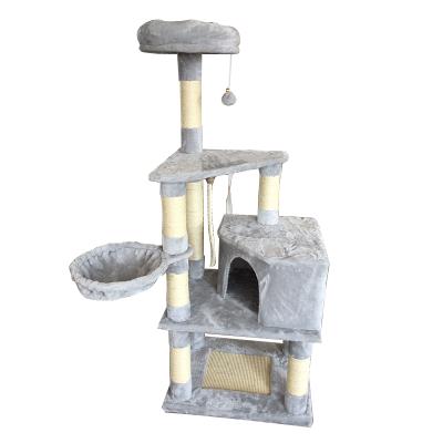 China New Design Sustainable Pet Cat Treehouse Tower Hammock Cat Climbing Frame Luxury for sale