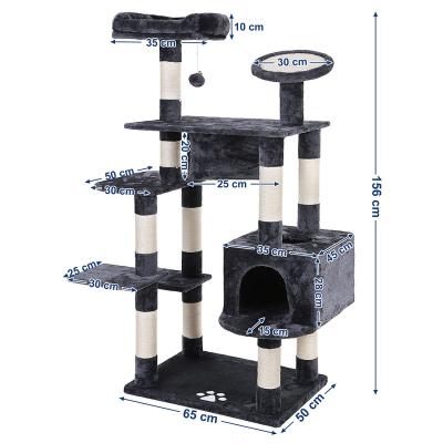 China New Sustainable Indoor Cat Scratching Tree Toy Cat Climbing Frame With Plush Cat Treehouse for sale