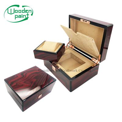 China MASTER Box Lock Storage Decoration Rose Gold Logo Piano Lacquer Wooden Case Custom Simple Red Wooden Varnish Watch Recycable for sale