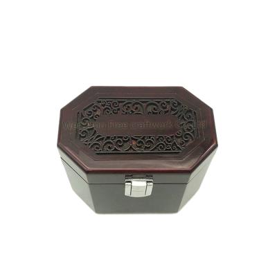 China 2020 Customs New Design Handmade Octagon Wooden Carved Box Israel Lock Perfume Bottle Packing Cheap Wholesale for sale