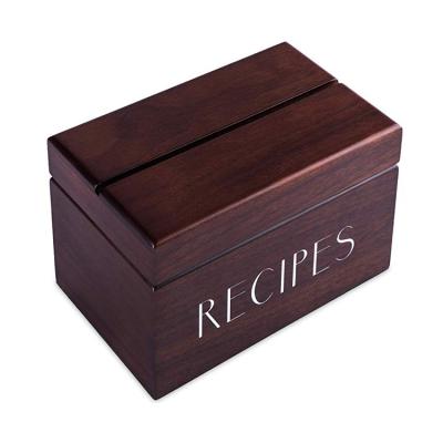 China Viable Custom High Quality Promotional Kitchen Family Chef Recipe Card Storage Holders Wooden Box Walnuts for sale