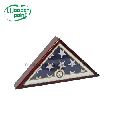 China Solid Wood Cherry Veteran Memorial Flag American Burial Case Display Triangle Frame For Wood America Soldiers Army Remembrance Burial for sale