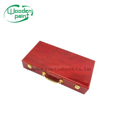 China Recyclable Malaysia Mahjong Poker Jetton Singapore Chip Case MDF Piano Lacquer Red Wood Wooden Storage Box for sale