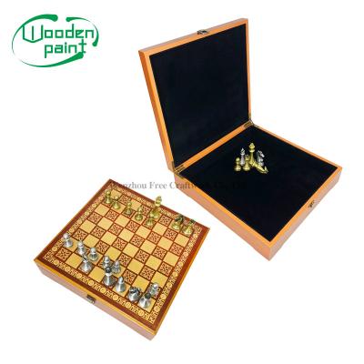 China Varnished Custom International MDF Chessboard Wooden Box Laser Engraving Gift Storage Game Set for sale