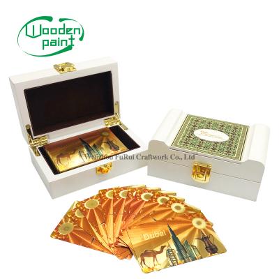 China Fashion Handmade Wholesale Luxury Custom White Lacquer Logo Wood Box Card Tarot Card Wooden Box For Playing Poker Cards for sale