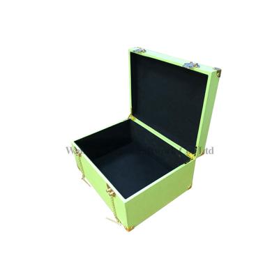 China Luxury Huge Custom Handmade PU Large Green Leather Wine Chocolate Box Cake Moon Food Wooden Hotel Storage Box for sale