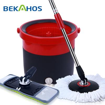 China Bekahos Sustainable High Quality Easy Broom Bucket Rotation Red Single Round Pole And Bucket for sale