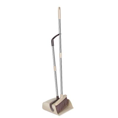 China Plastic Standing Upright Sweep Tool Set Sustainable Cleaning Broom And Dustpan Set For Home Office Hardwood Floor Commercial Use Broom Stick for sale