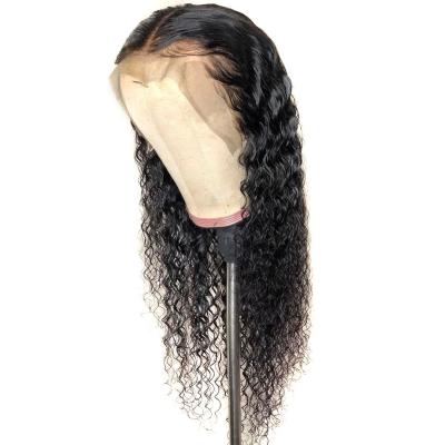 China Water Wave Vendors Wholesale Top Selling 13X4 Lace Front Wig Peruvian Virgin Human Hair Water Wave Glueless Curly Wig Can Be Customized for sale