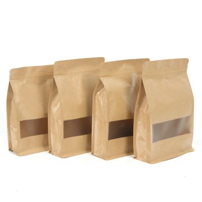 China Brown Kraft Paper Pouch 1pound Empty Stand Coffee Packaging Zipper Recyclable Heat Sealed Bottom Coffee Bag for sale