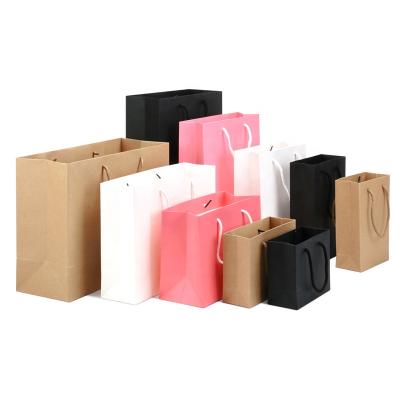 China Handmade Custom Personalize Factories Big Party Jewelry Gift Branded Brown Black Pink Handle Paper Shopping Packaging Bags With Logo for sale