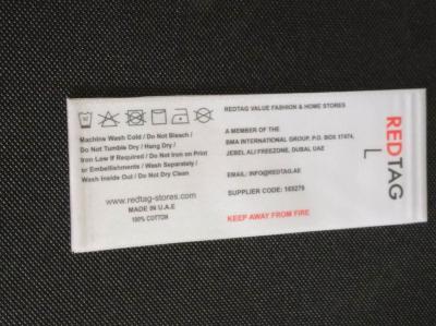 China Fashion Printing Garment Care Labels Heat Cut Eco Friendly Customized Color for sale