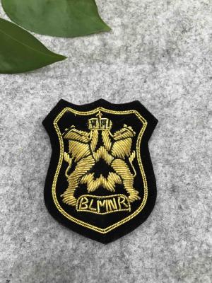 China Eco Friendly Bullion Wire Badges For Garment , Hand Embroidered Bullion Badges for sale