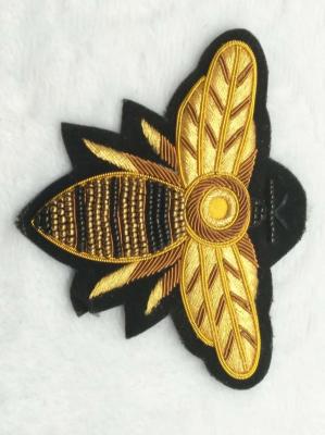 China Bullion Hand Made Embroidery Badge , 3D Wire Metallic Yarn Applique Sew On for sale