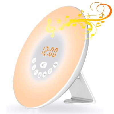 China Best Selling Desktop Alarm Clock Wake Up Light with Sunrise Alarm Clock for Kids 7 Natural Sounds FM Radio for sale