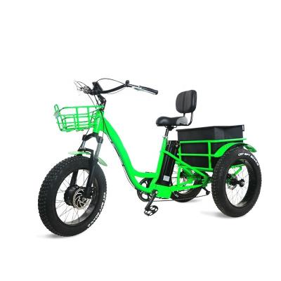 China 20 Inch Fat Tire 3 Wheel Electric Tricycle Long Range With 48V 350W 1000W Motor for sale