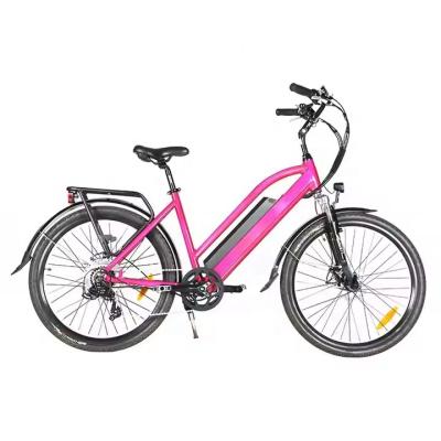 China Aluminium frame elektrische stadsfiets 36V 10,4Ah Lithiumbatterij 26