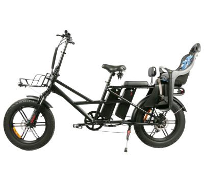 China 500W Electric Cargo Bicycle Dual 13Ah Lithium Battery 20 Inch Electric Cargo Fat Bike for sale