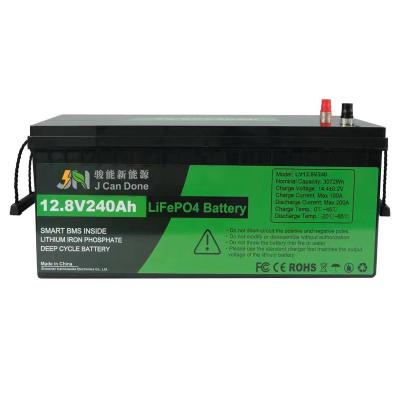 China Lifepo4 12.8V LiFePO4 lithium battery 12v 240ah lithium iron phosphate battery pack with bms for solar system rv electric car scooter motorcycle boat for sale