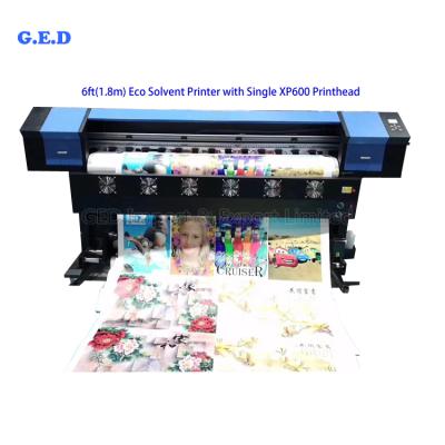 China Banner Advertising Car Sticker GED 6ft Format Printing Machine Large 1.8m Eco Solvent Inkjet Printer XP600 Indoor Outdoor Use for sale