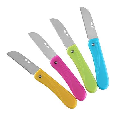 China Best Selling Viable Plastic Candy Color PP Handle Folding Fruit Knife Stainless Steel Fruit Peeling Knife for sale