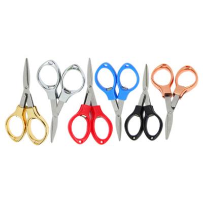 China Eco-friendly Design Six Colors Foldable Mini Scissors Pocket Stainless Steel Multifunctional Scissors Tool for sale