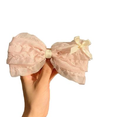 China High Quallity Customizable New Designs Fashion Ballet Style Layered Fabric Bow Hair Clips Made with Sweet Ribbon and Metal for sale