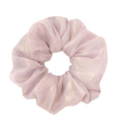 China Decoration Factory Direct Customized Pearlescent Fabric Girl Elastic Organza Hair Tie Comfort Shrink Hair Accessory for sale