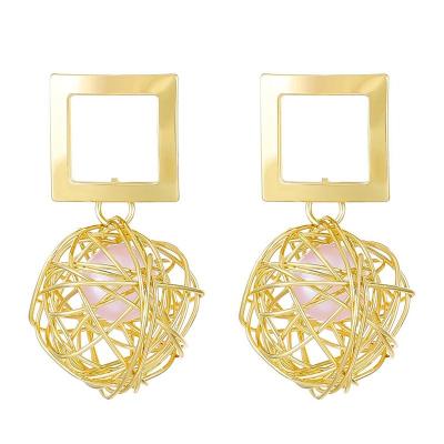 China High Quallity Customized Fashion Vintage Hollow Carved Flower Ball Shaped Female Hanging Hoop Earrings for sale