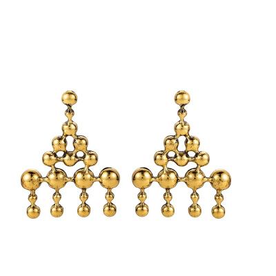 China Decoration Women's Gold Statement Earrings Stud Set Geometric Triangle Ball Laminated Heart for Wedding Party or Gift for sale