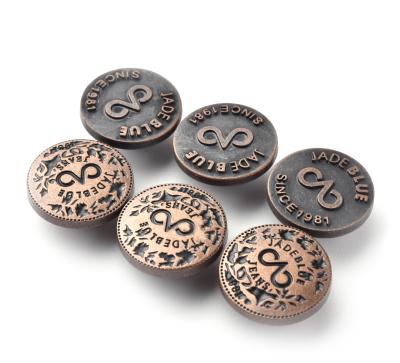 Chine Custom Engrave Name Logo Antique Copper Color Jeans Metal Button from Dry Cleaning Manufacturer for Clothing à vendre