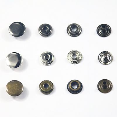 China Eco-friendly Dry Cleaning Metal Brass 12.5-15mm Jeans Button Fabric Nickel Free Snap 4 Parts Snap Button Custom Garment zu verkaufen