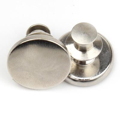 China Customized Dry Cleaning Silver Flat Shape Logo Brass Material 17Mm Covered Women Lady Jeans Button for sale