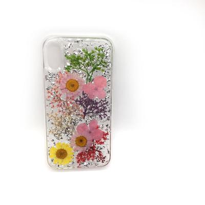 China Anti-Drop Customs Service Wildflower Phone Cases TPU+PC Epoxy Flower Phone Case Drop Glue Pressed Flower Phone Case OEM Manufacturer for sale