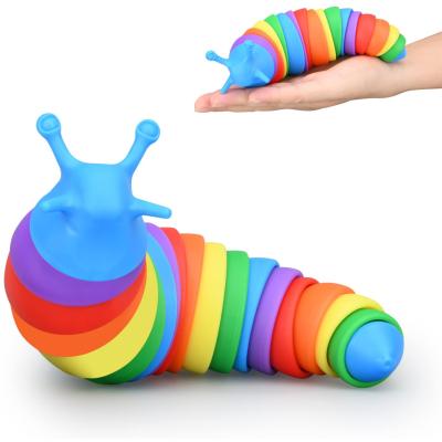 China 2022 New April Fools Creative 3D Foam Slug Anti Stress Foam Wristband Sensory Hand Toys Relaxing Stretch Slug Slug Articulated Person Toy For Autistic for sale