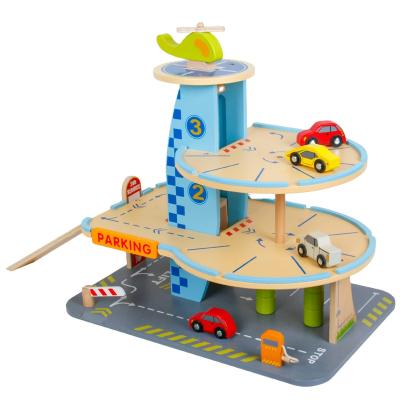 China Eco-friendly Material New Design Parking Lot Model DIY Multi-Storey Rotating Natural Wooden Toy Customized Wooden Educational Toys Wholesale for sale