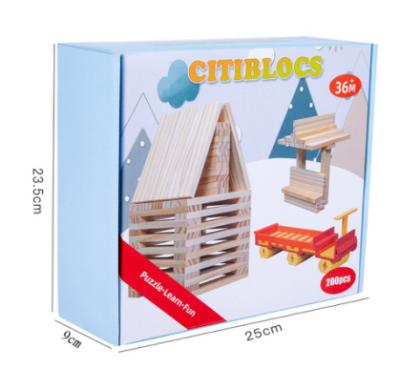 China 200pcs Child Eco-friendly Material Wood Blocks Building Blocks Creative Early Educational Toys For Children Assembly Tower Building Block Toys for sale