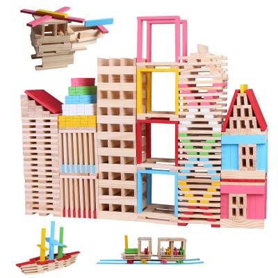 China 2022 Eco-friendly Material Baby Wooden Toys Compressed Colors Domino Contains Wooden Montessori Building Blocks Toys Accessories Set Domino for sale