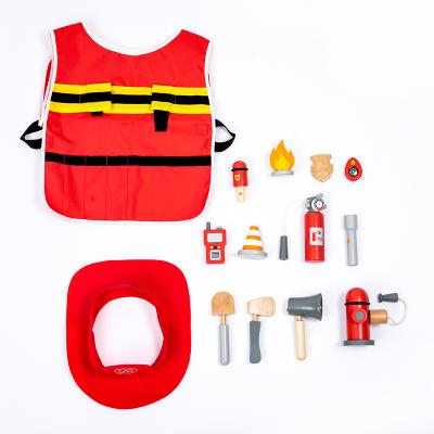 China Earlier Firefighter Theme Customs Kids Role Play Toys Firefighter Children Education Wooden Game Set Wooden Toy Set for sale